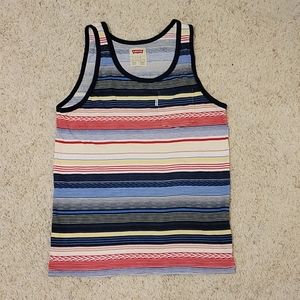 Small, Levi's blue, yellow, and red striped tank